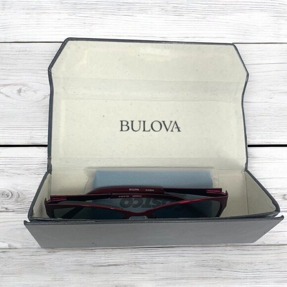 Bulova Alameda Sunglasses Frames Marsala Red Smoky Lenses Protective Case Cloth - Picture 2 of 12